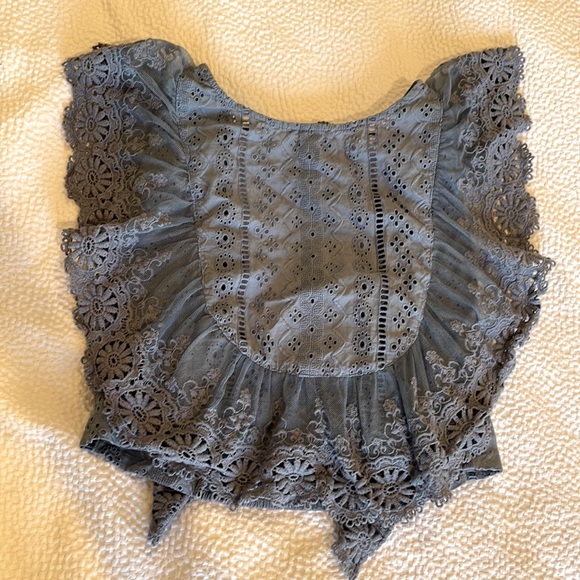 Free People Blue Preppy Blouse S - Picture 2 of 6